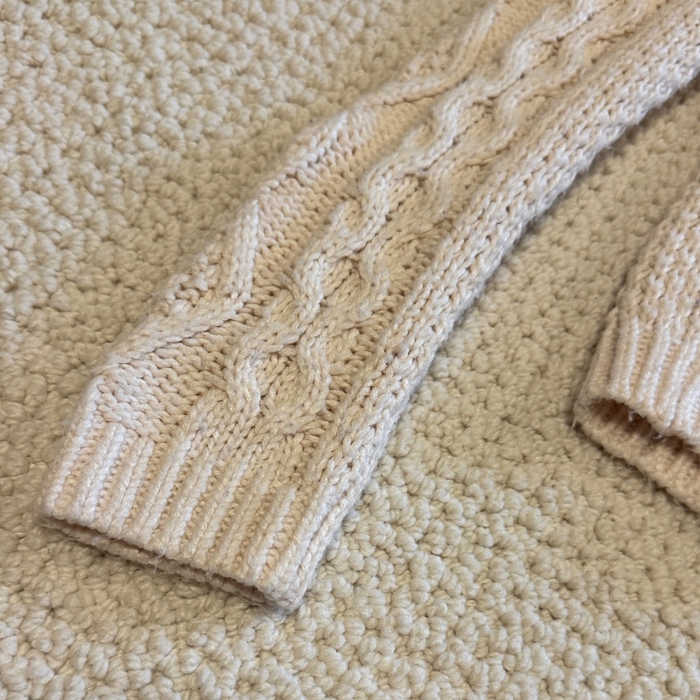 Mini Boden Cream Cable Knit Cardigan with Mustard Trim - Picture 7 of 13